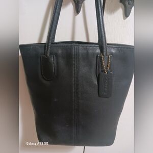 Coach Vintage Black Leather Tote with Hang Tag